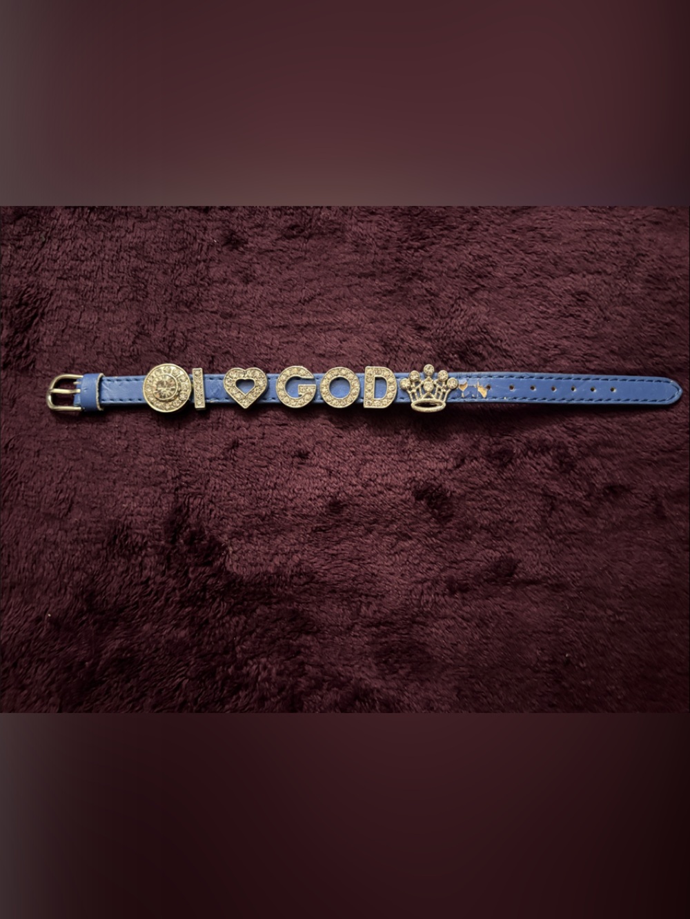Gucci Blue Leather Bracelet with Silver Tone Letter and Charm Accents
